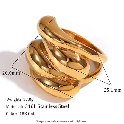 Simple Style Classic Style Solid Color Stainless Steel Plating 18k Gold Plated Rings