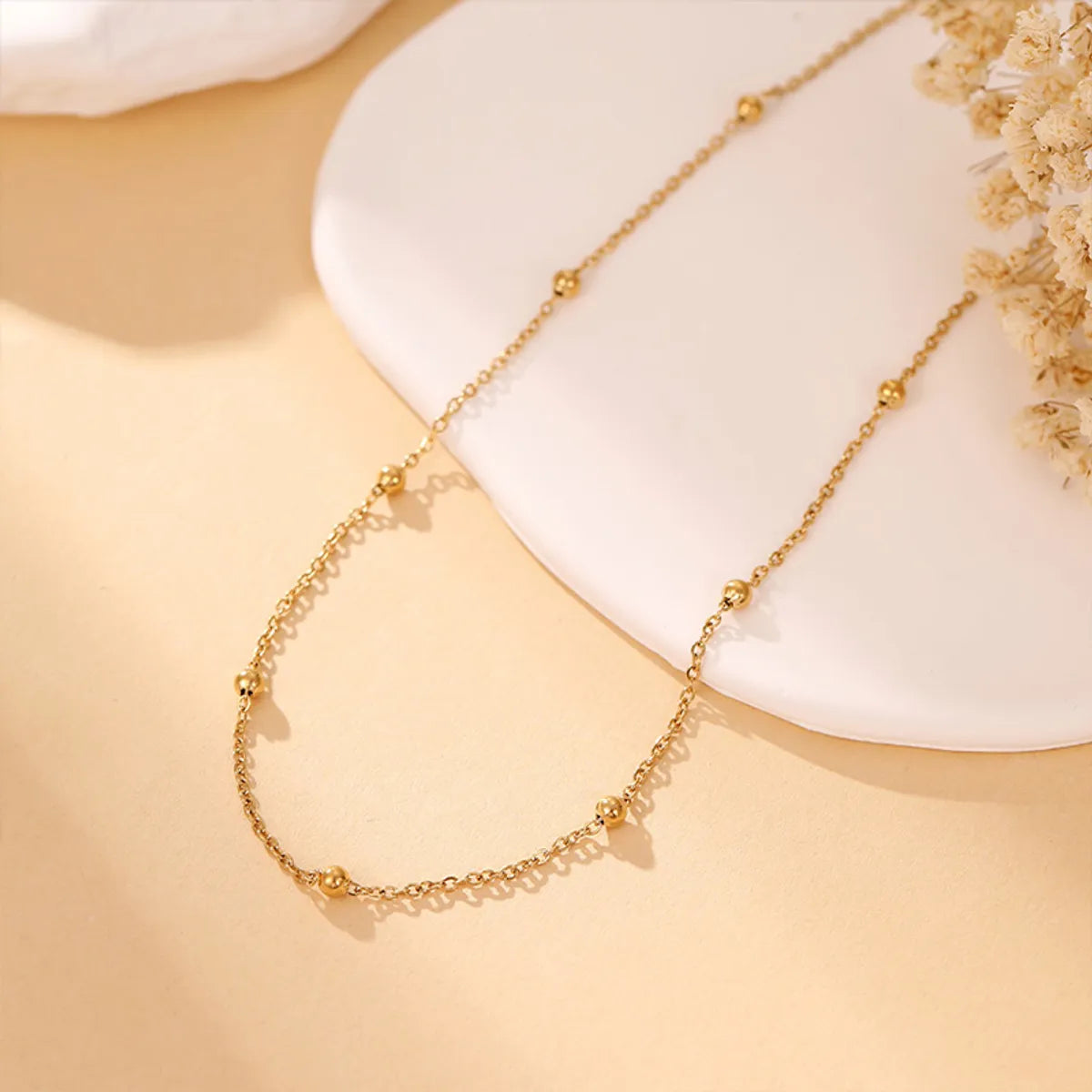 Simple Style Classic Style Solid Color Stainless Steel Plating Gold Plated Necklace