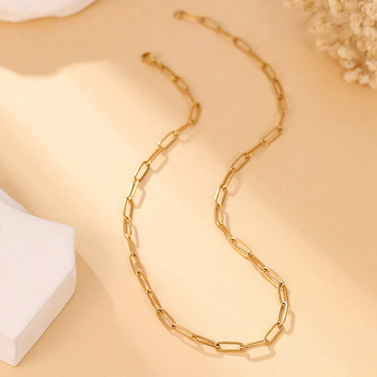 Simple Style Classic Style Solid Color Stainless Steel Plating Gold Plated Necklace