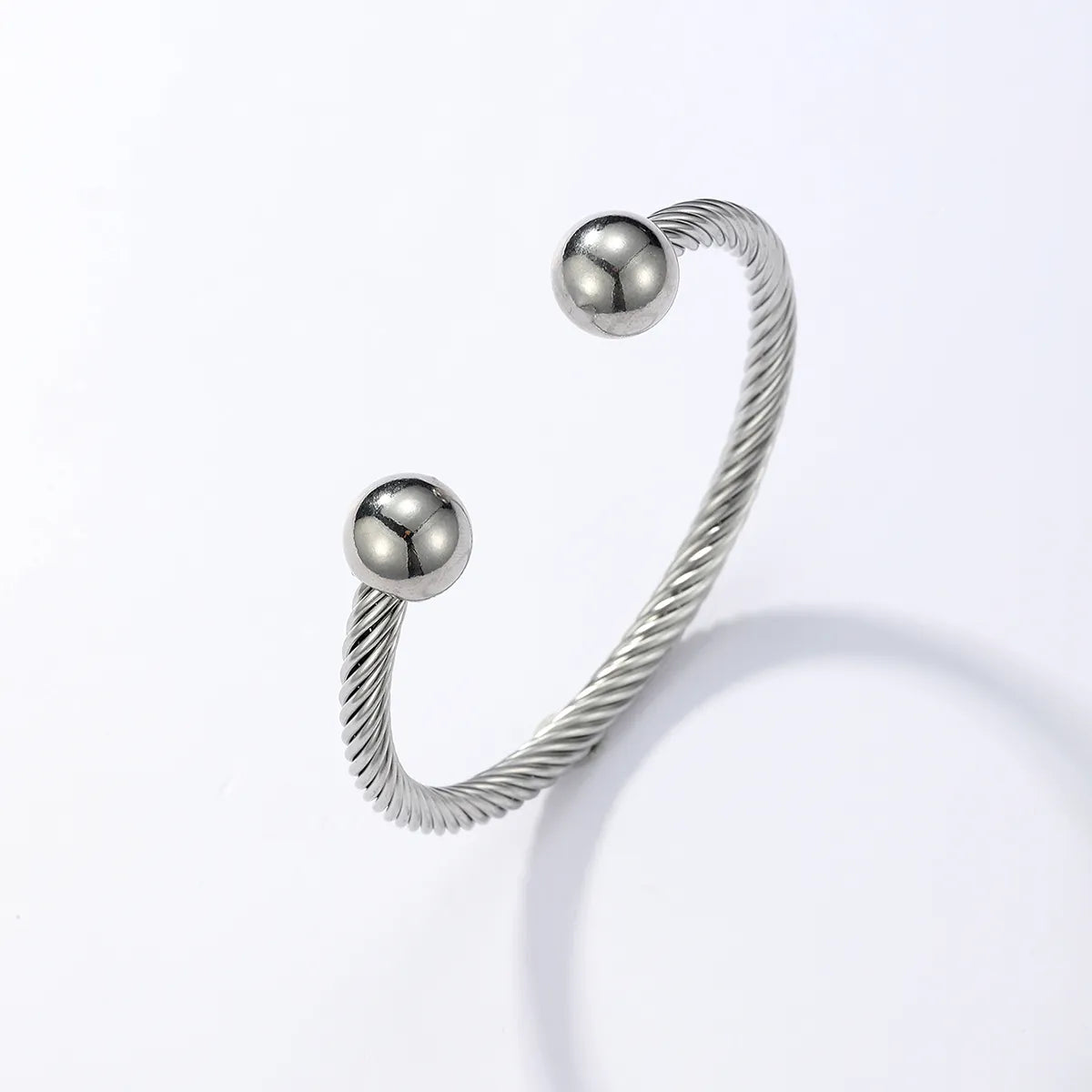 Simple Style Classic Style Solid Color Stainless Steel Twisted Cable Bracele Bangle