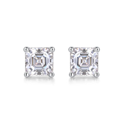 Simple Style Classic Style Solid Color Sterling Silver Inlay Moissanite Ear Studs