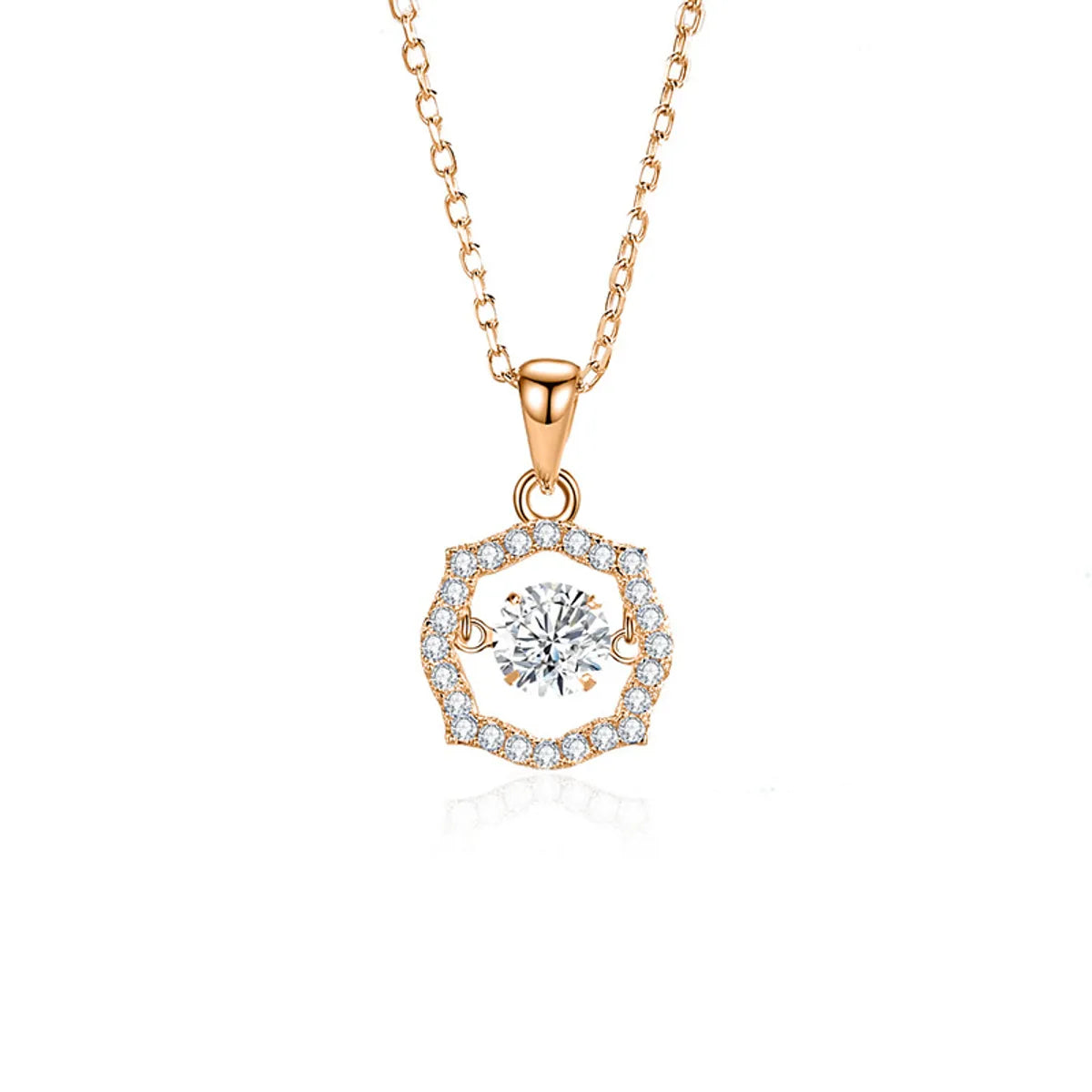 Simple Style Classic Style Solid Color Sterling Silver Inlay Moissanite Zircon Pendant Necklace