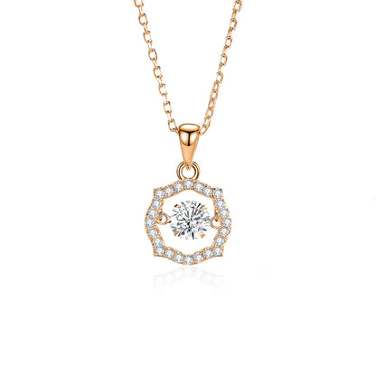 Simple Style Classic Style Solid Color Sterling Silver Inlay Moissanite Zircon Pendant Necklace