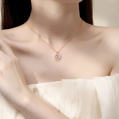 Simple Style Classic Style Solid Color Sterling Silver Inlay Moissanite Zircon Pendant Necklace