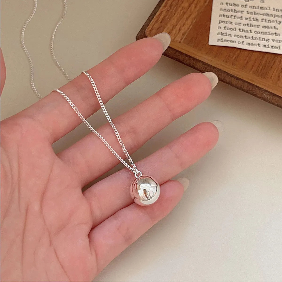 Simple Style Classic Style Solid Color Sterling Silver Plating Silver Plated Necklace Pendant