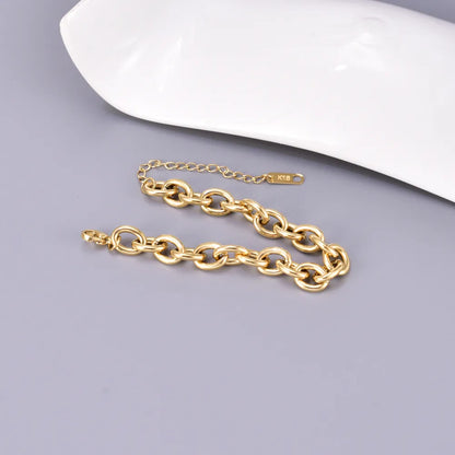 Simple Style Classic Style Solid Color Titanium Steel 18K Gold Plated Bracelets In Bulk