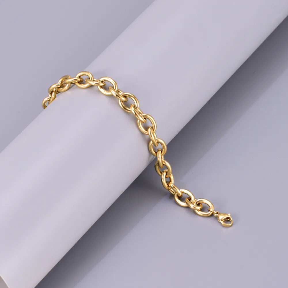 Simple Style Classic Style Solid Color Titanium Steel 18K Gold Plated Bracelets In Bulk