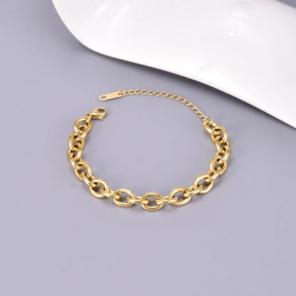 Simple Style Classic Style Solid Color Titanium Steel 18K Gold Plated Bracelets In Bulk