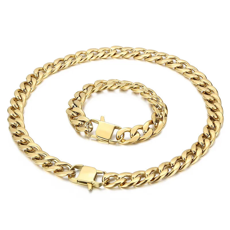 Simple Style Classic Style Solid Color Titanium Steel Chain 18K Gold Plated Men'S Necklace