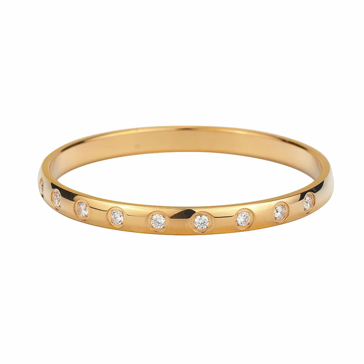 Simple Style Classic Style Solid Color Titanium Steel Inlay Rhinestones Bangle