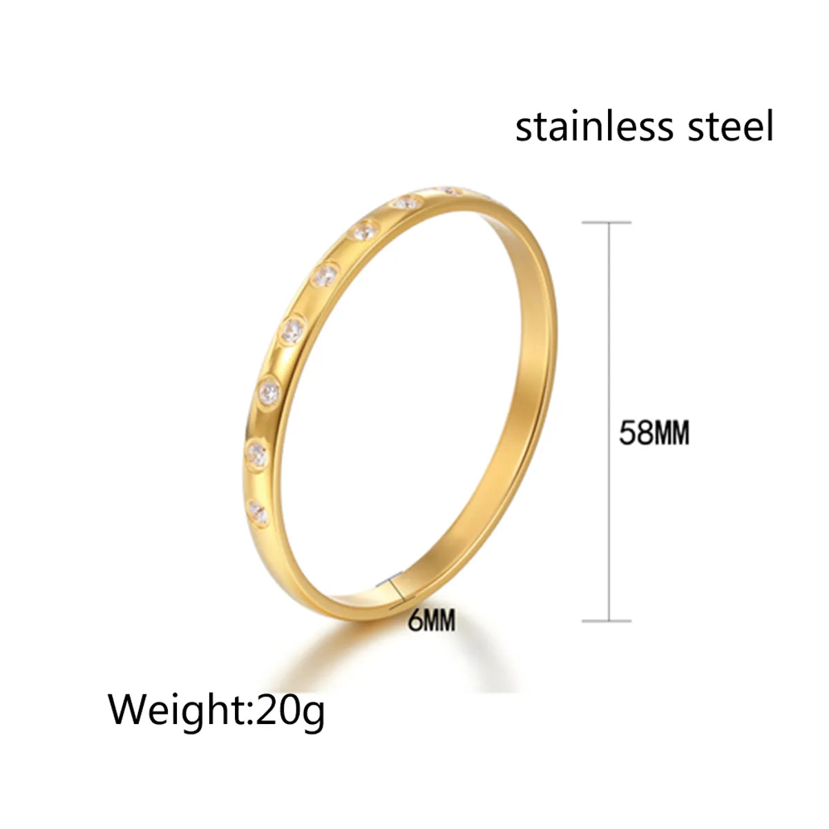 Simple Style Classic Style Solid Color Titanium Steel Inlay Rhinestones Bangle