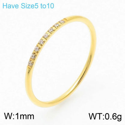 Wholesale Jewelry Simple Style Classic Style Solid Color Titanium Steel Zircon 18K Gold Plated Inlay Rings