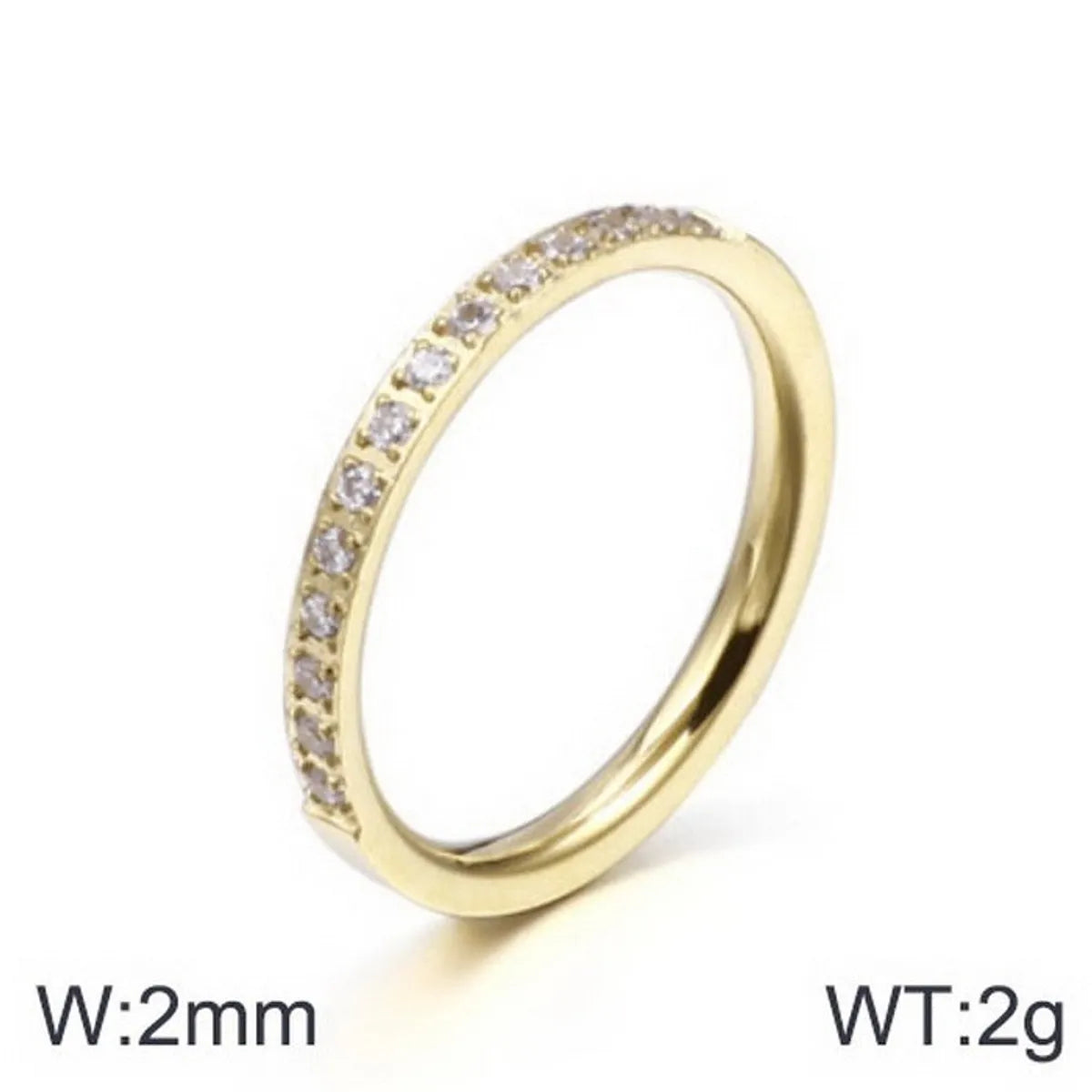 Wholesale Jewelry Simple Style Classic Style Solid Color Titanium Steel Zircon 18K Gold Plated Inlay Rings