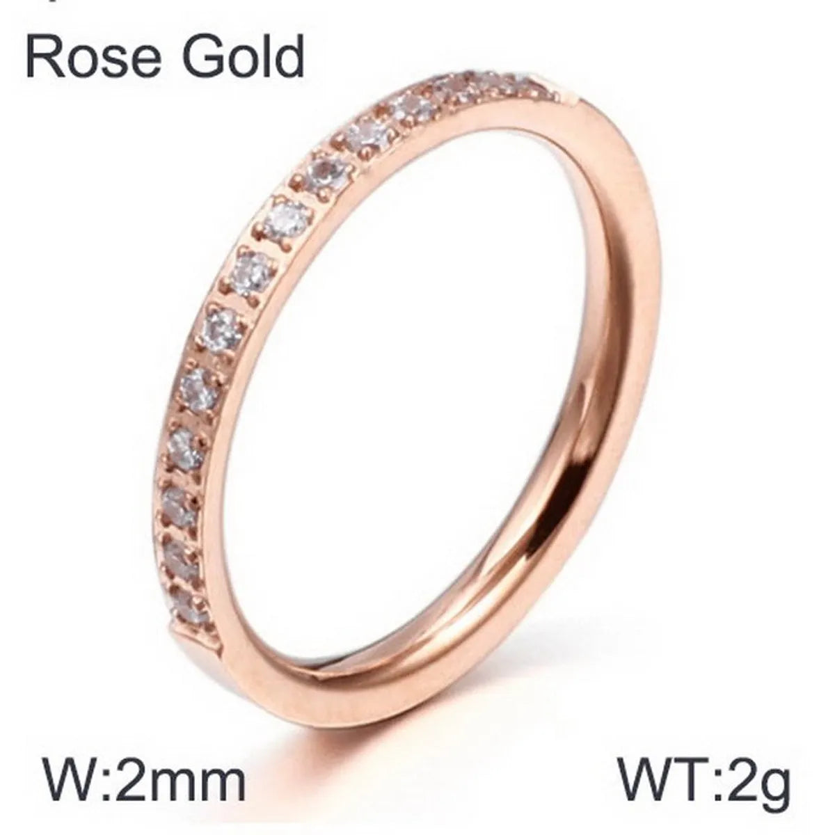 Wholesale Jewelry Simple Style Classic Style Solid Color Titanium Steel Zircon 18K Gold Plated Inlay Rings