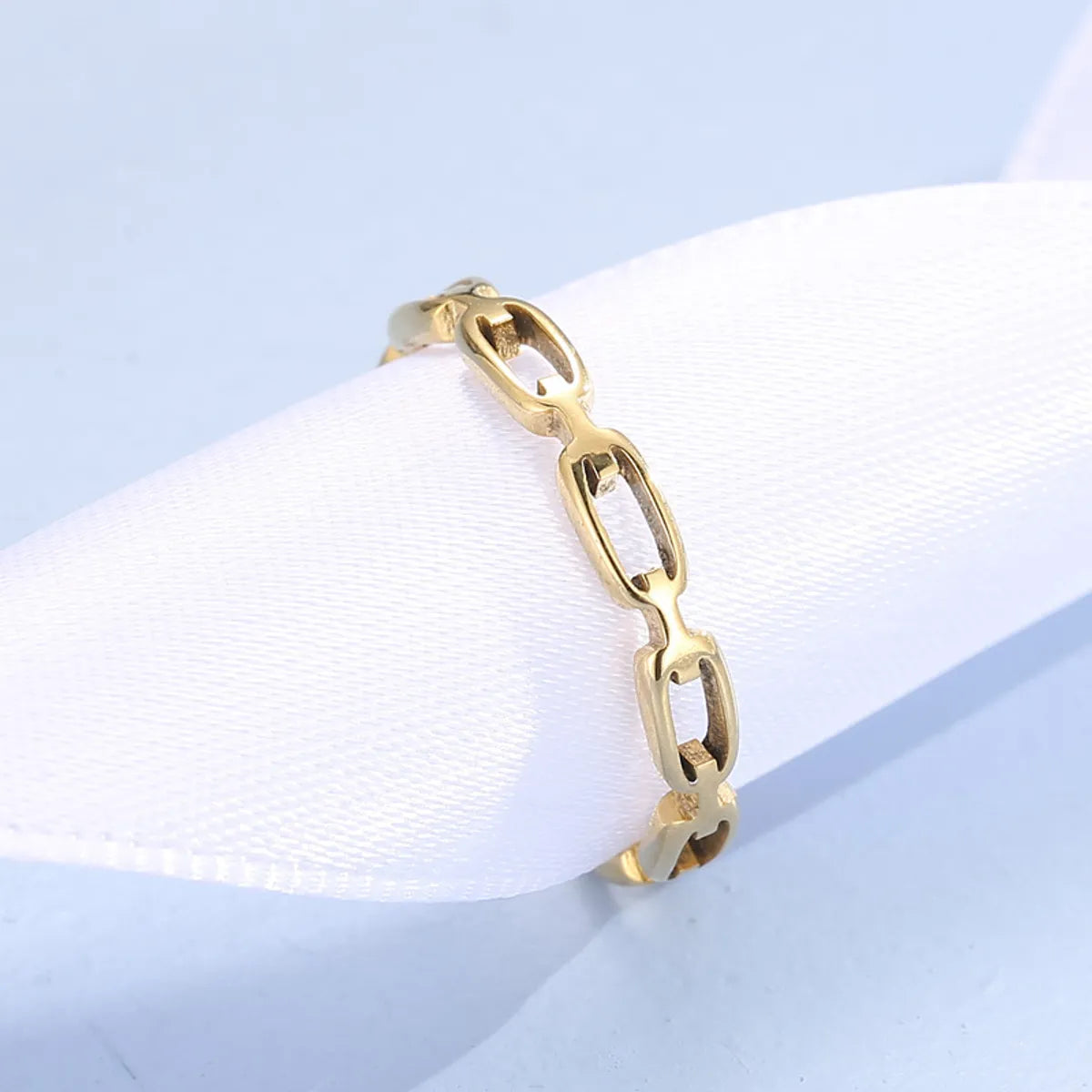 Wholesale Jewelry Simple Style Classic Style Solid Color Titanium Steel 18K Gold Plated Plating Chain Rings