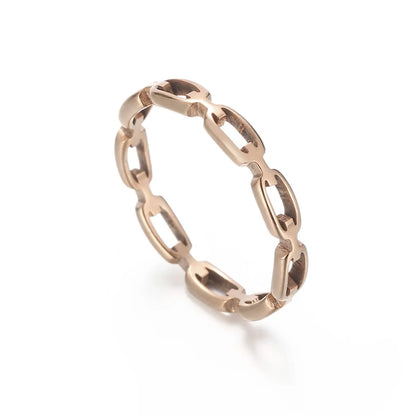 Wholesale Jewelry Simple Style Classic Style Solid Color Titanium Steel 18K Gold Plated Plating Chain Rings