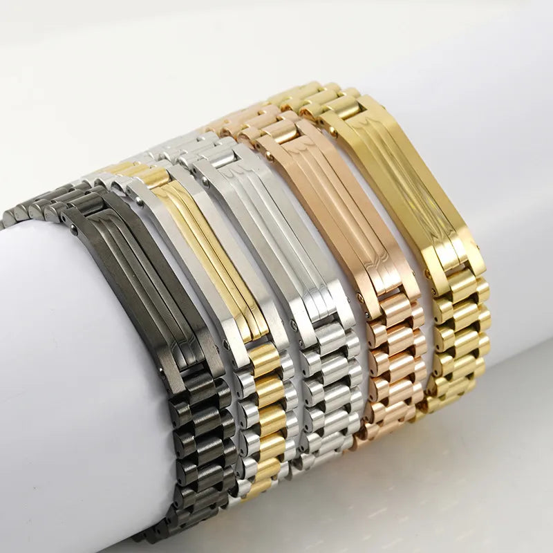 Simple Style Classic Style Solid Color Titanium Steel Plating Gold Plated Men'S Bracelets