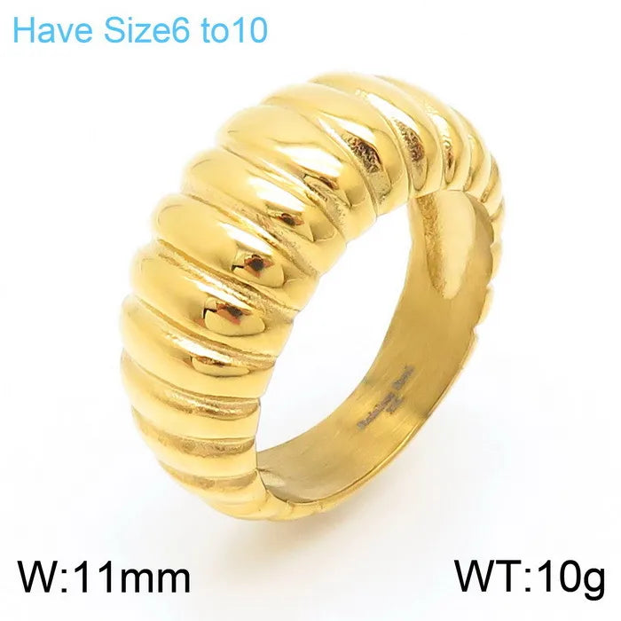 Wholesale Jewelry Simple Style Classic Style Solid Color Titanium Steel 18K Gold Plated Plating Rings