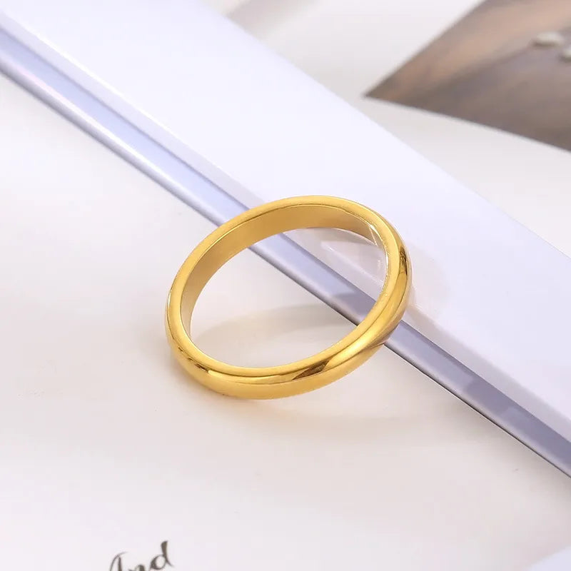 Wholesale Jewelry Simple Style Classic Style Solid Color Titanium Steel 18K Gold Plated Plating Rings