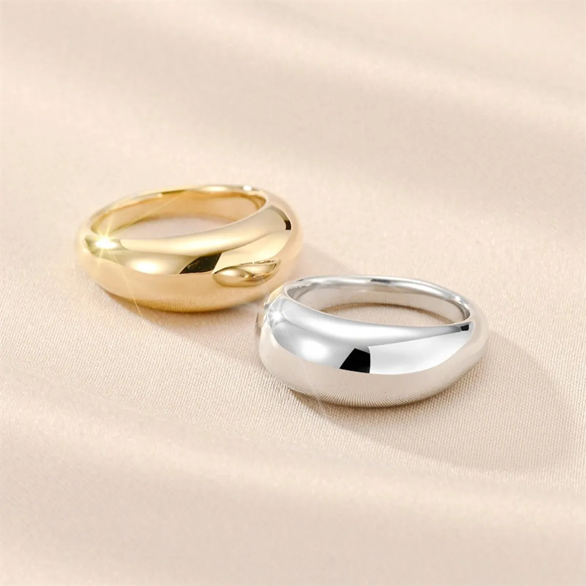 Wholesale Jewelry Simple Style Classic Style Solid Color Titanium Steel 18K Gold Plated Polishing Plating Rings