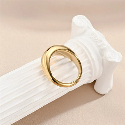 Wholesale Jewelry Simple Style Classic Style Solid Color Titanium Steel 18K Gold Plated Polishing Plating Rings