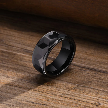 Simple Style Classic Style Solid Color Tungsten Steel Plating Men'S Rings