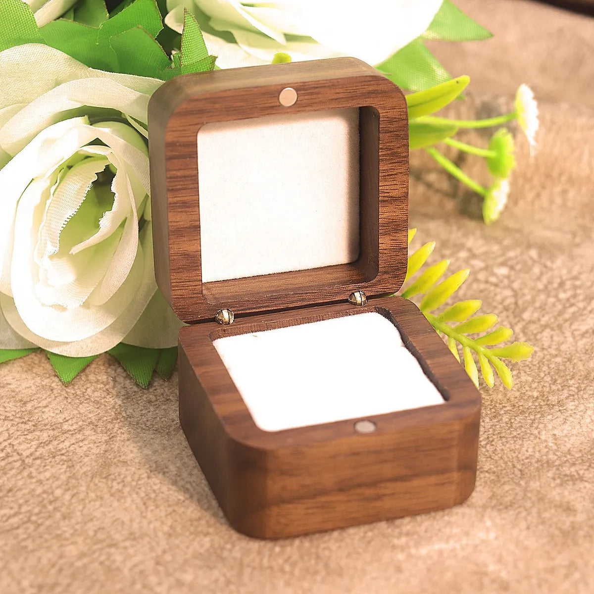 Simple Style Classic Style Solid Color Wood Jewelry Boxes