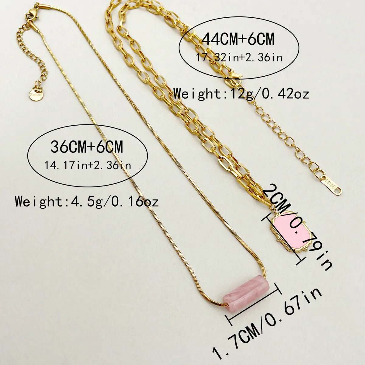 Simple Style Classic Style Square Stainless Steel Enamel Plating Natural Stone Gold Plated Necklace