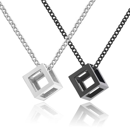 Simple Style Classic Style Square Stainless Steel Titanium Steel Polishing Hollow Out Unisex Pendant Necklace