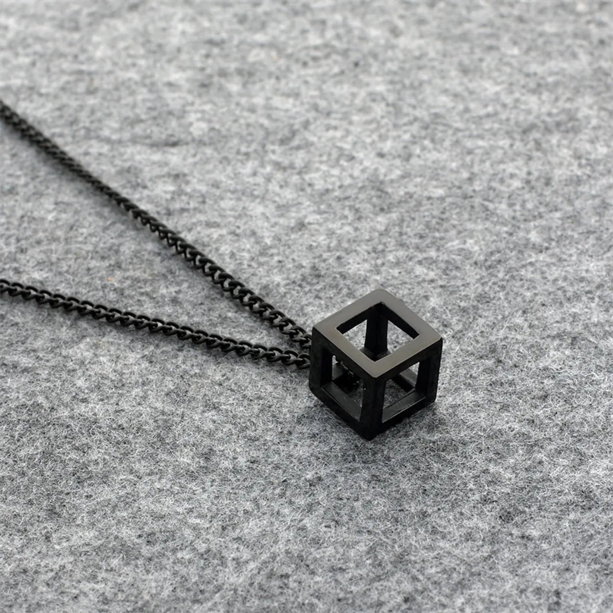 Simple Style Classic Style Square Stainless Steel Titanium Steel Polishing Hollow Out Unisex Pendant Necklace