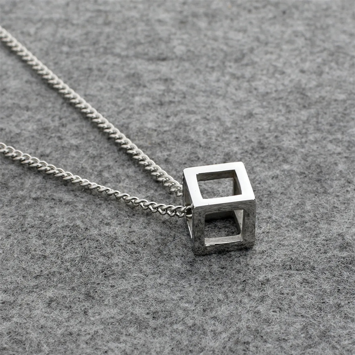 Simple Style Classic Style Square Stainless Steel Titanium Steel Polishing Hollow Out Unisex Pendant Necklace