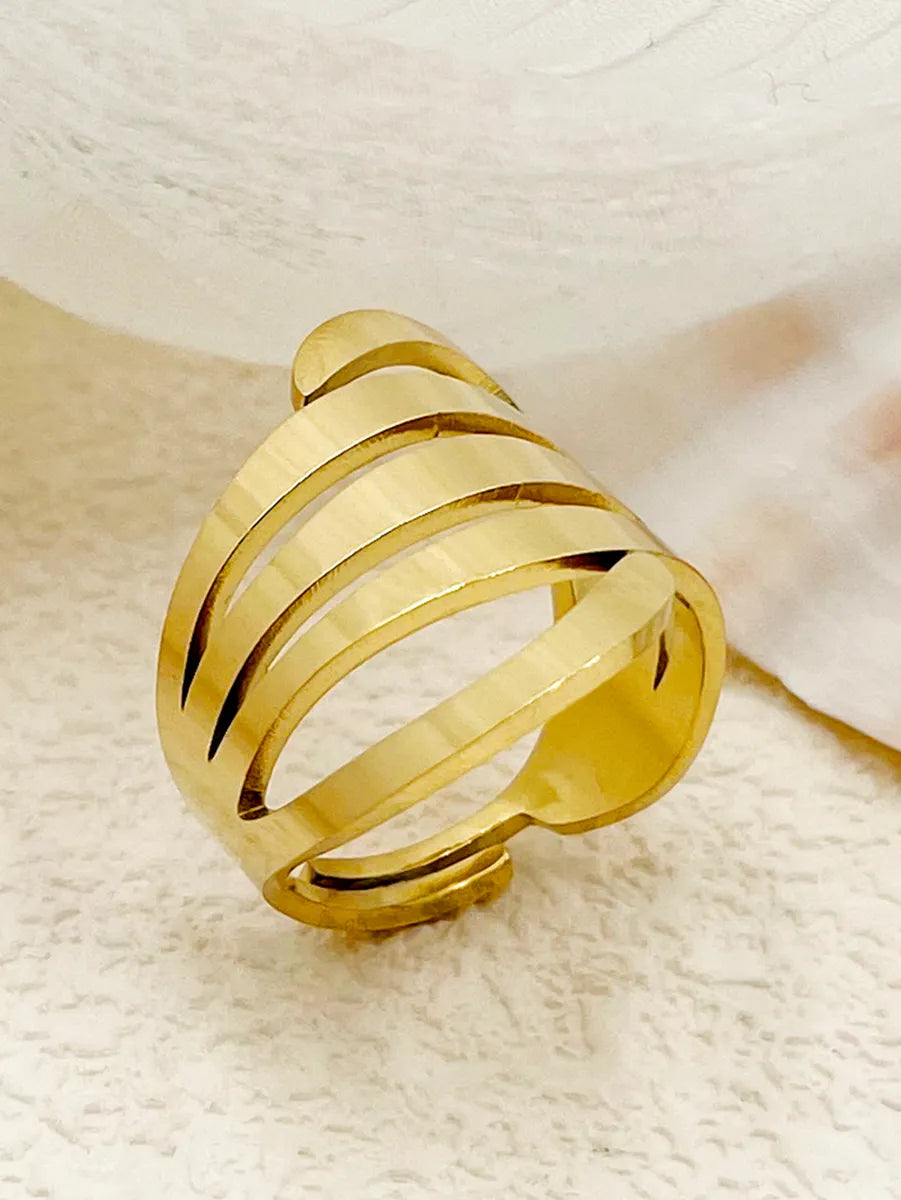 Simple Style Classic Style Stainless Steel Gold Plated Open Ring In Bulk