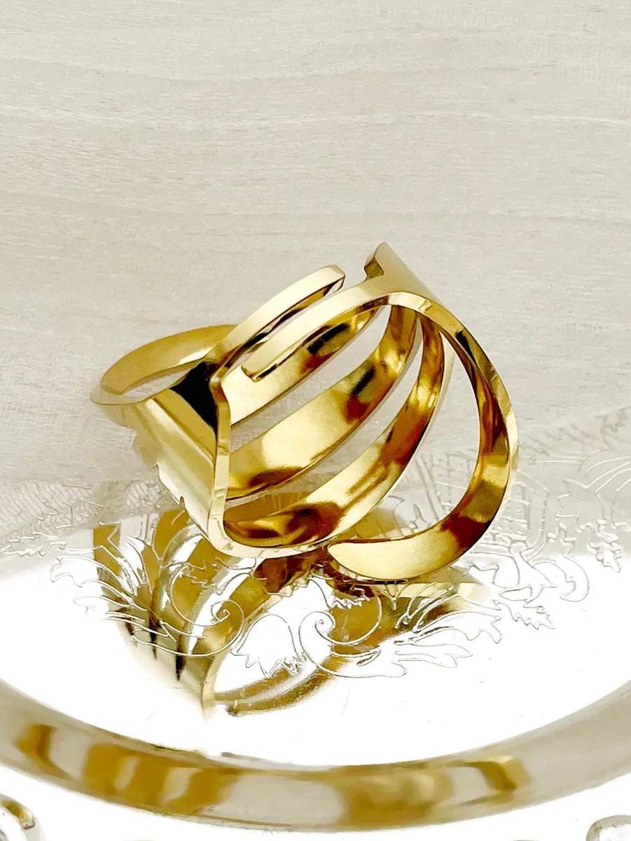 Simple Style Classic Style Stainless Steel Gold Plated Open Ring In Bulk