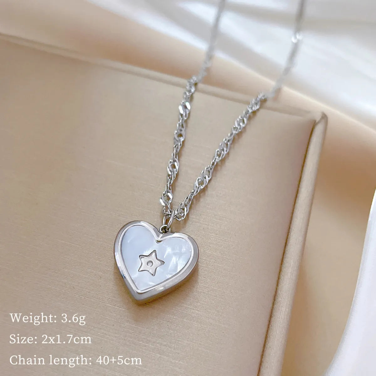 Simple Style Classic Style Star Heart Shape Titanium Steel Inlay Shell Pendant Necklace