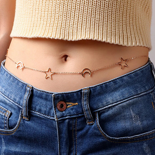 Simple Style Classic Style Star Moon Metal Women'S Chain Belts