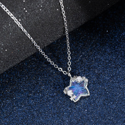 Simple Style Classic Style Star Moon Rhinestones Alloy Organic Glass Wholesale Pendant Necklace