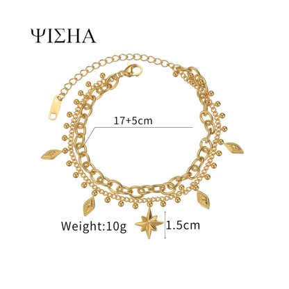 Simple Style Classic Style Star Titanium Steel Gold Plated Bracelets In Bulk