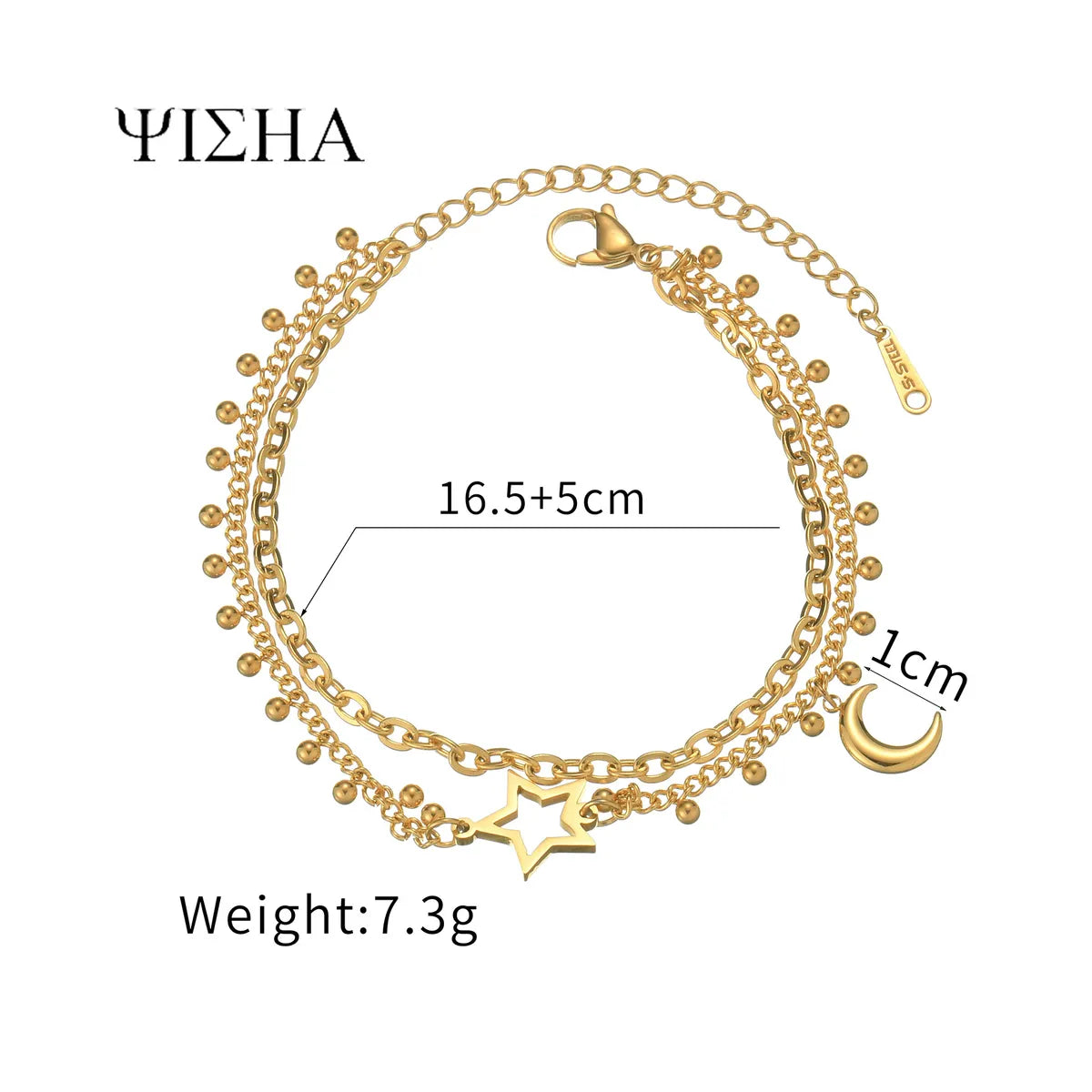 Simple Style Classic Style Star Titanium Steel Gold Plated Bracelets In Bulk