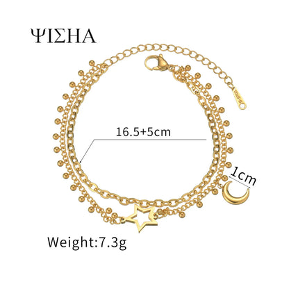 Simple Style Classic Style Star Titanium Steel Gold Plated Bracelets In Bulk