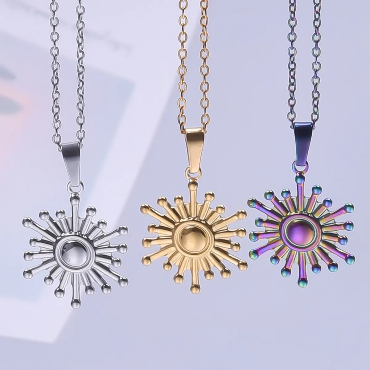 Simple Style Classic Style Sun 304 Stainless Steel Plating Women'S Pendant Necklace