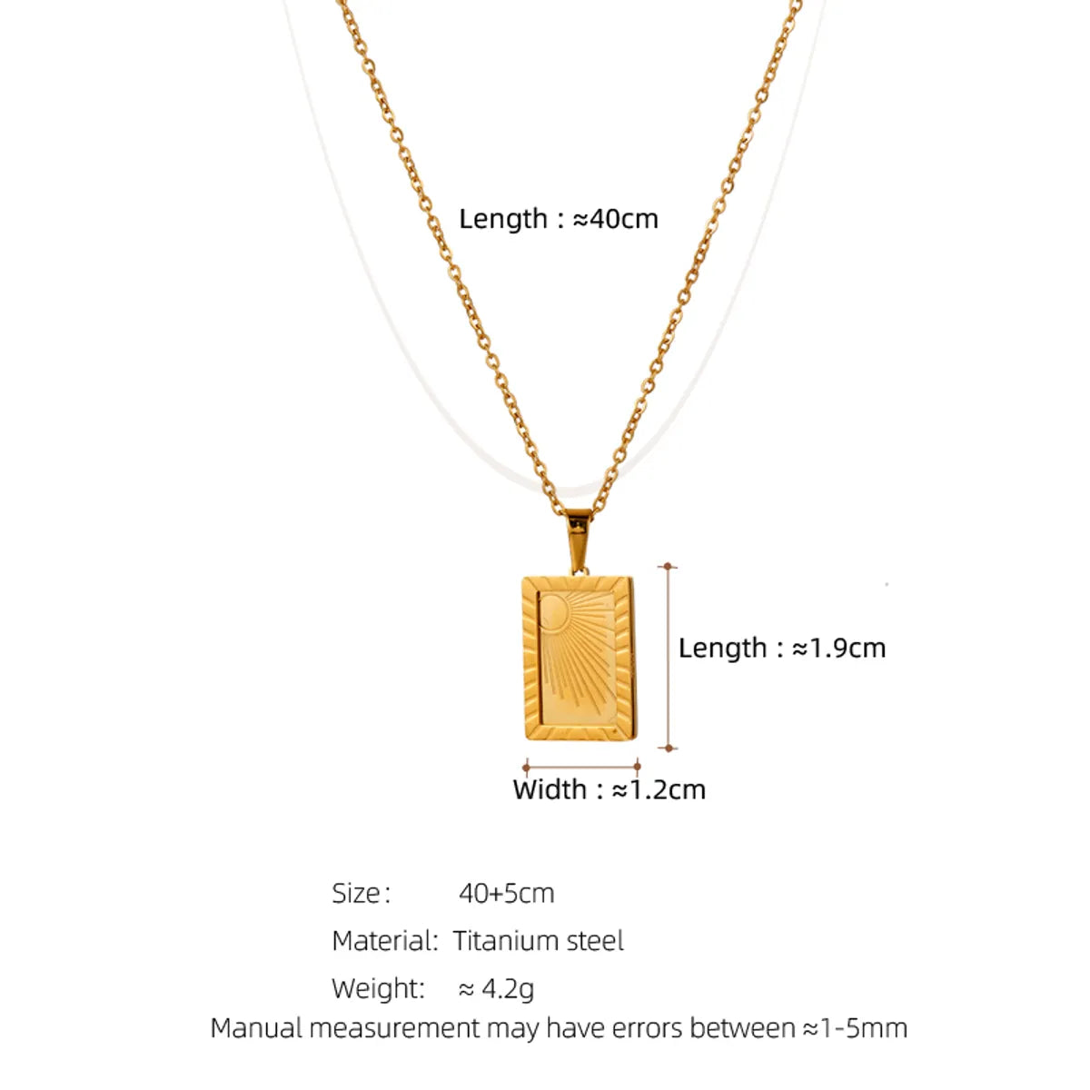 Simple Style Classic Style Sun Moon Titanium Steel Indentation 18k Gold Plated Pendant Necklace