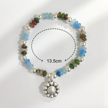 Simple Style Classic Style Sun Smiley Face Beaded Sterling Silver Wholesale Bracelets