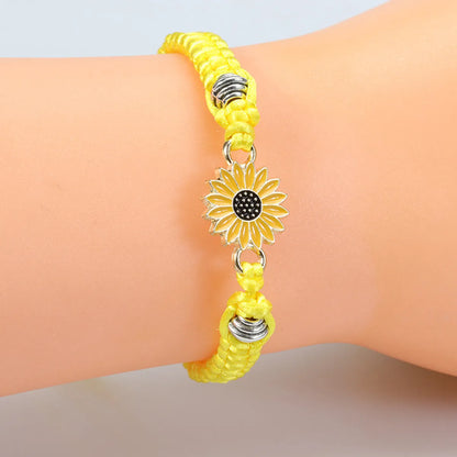 Simple Style Classic Style Sunflower Alloy Rope Shell Wholesale Drawstring Bracelets