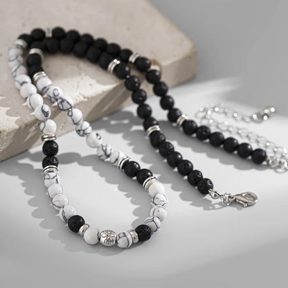 Simple Style Classic Style U Shape Lava Rock Beaded Men'S Necklace