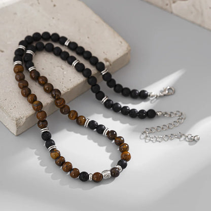 Simple Style Classic Style U Shape Lava Rock Beaded Men'S Necklace