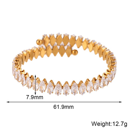 Wholesale Simple Style Classic Style Water Droplets Stainless Steel Plating Inlay 18k Gold Plated Zircon Rings Bracelets