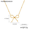 Simple Style Clavicle Chain And Bracelet Jewelry Set With Bow Necklace Titanium Steel 18K Real Gold Plated