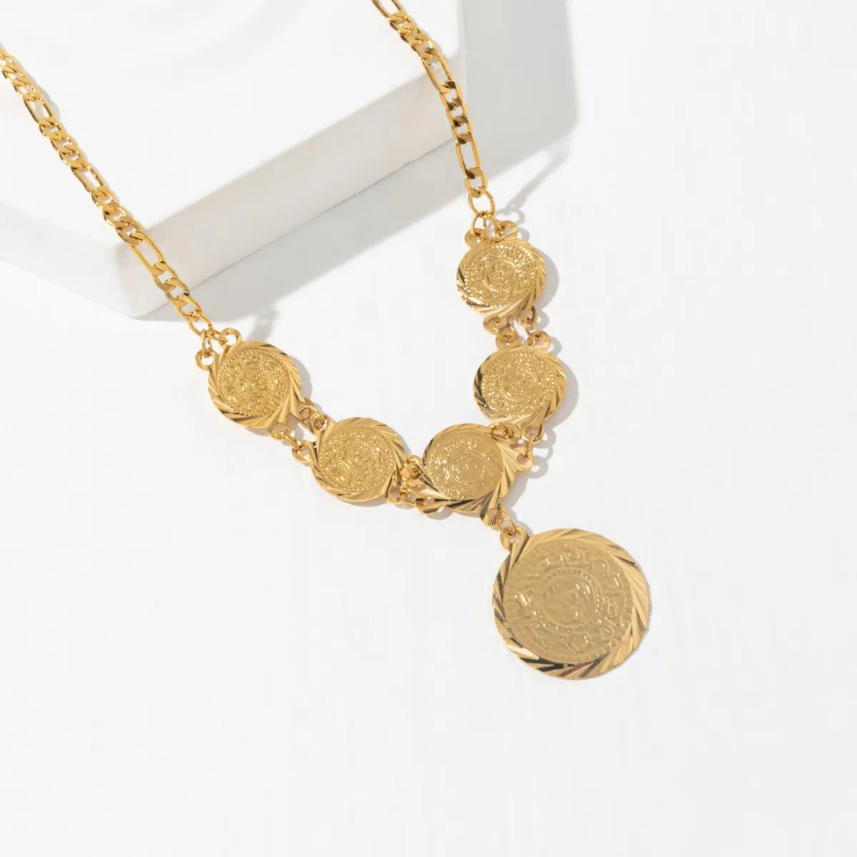 Simple Style Coin Copper Plating 18k Gold Plated Pendant Necklace