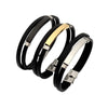 Simple Style Color Block 201 Stainless Steel Pu Leather Plating Men'S Wristband Men Cord & Leather Bracelets
