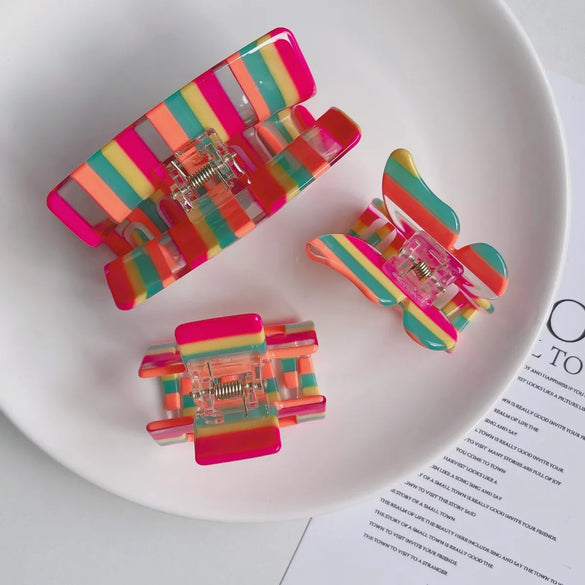 Simple Style Color Block Acetic Acid Sheets Hollow Out Hair Claws 1 Piece